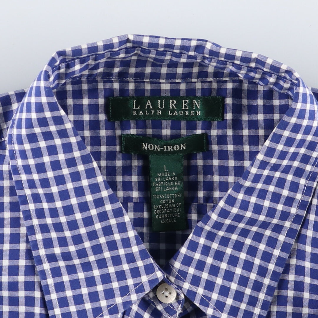 Ralph Lauren LAUREN Lauren Gingham Check Long Sleeve Cotton Check Shirt Women's Size L / eaa494905