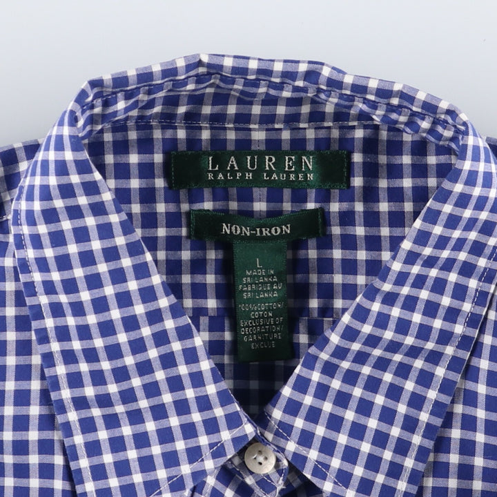 Ralph Lauren LAUREN Lauren Gingham Check Long Sleeve Cotton Check Shirt Women's Size L / eaa494905