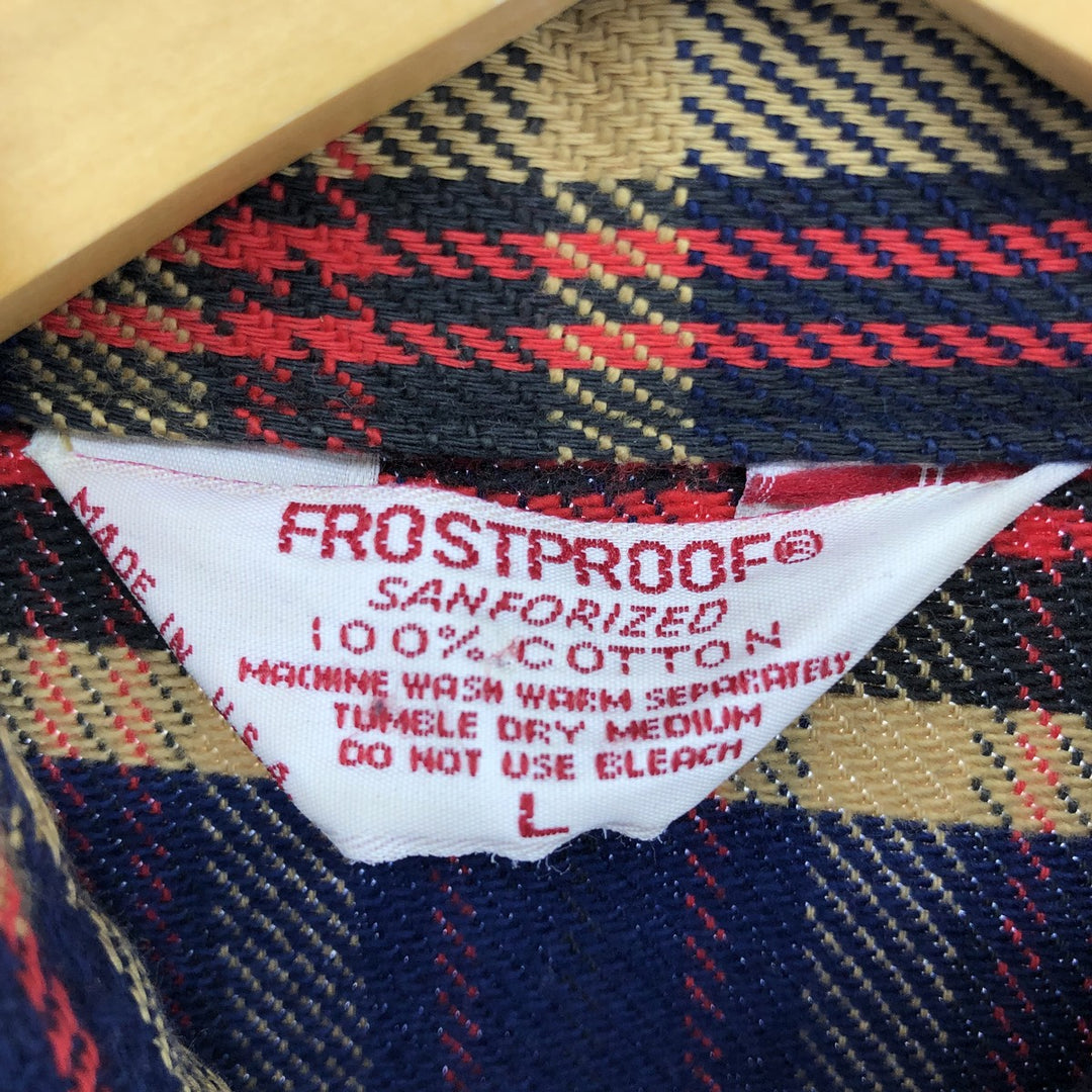 60s-70'S FROSTPROOF Long Sleeve Flannel Check Shirt Made in USA Men's L Size Vintage /eaa494951