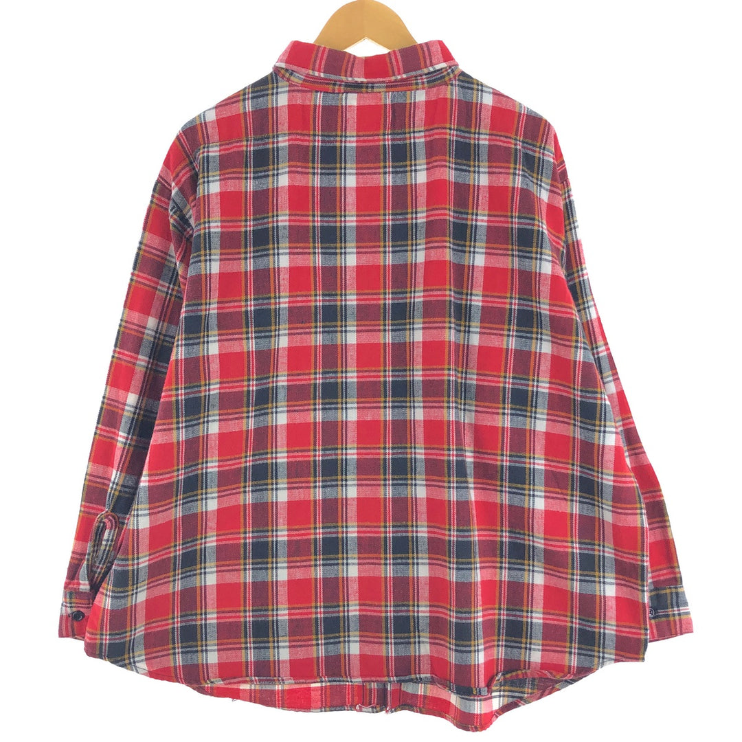 70s-60'S Five Brother Long Sleeve Flannel Check Shirt Men's XL Vintage cotton red type Vintage Second Hand