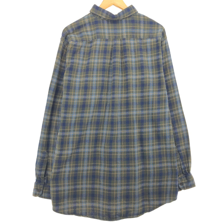 1990'S LLBean Long Sleeve Button-Down Light Flannel Check Shirt, Men's XL, Vintage unclear Khaki type Vintage Second Hand