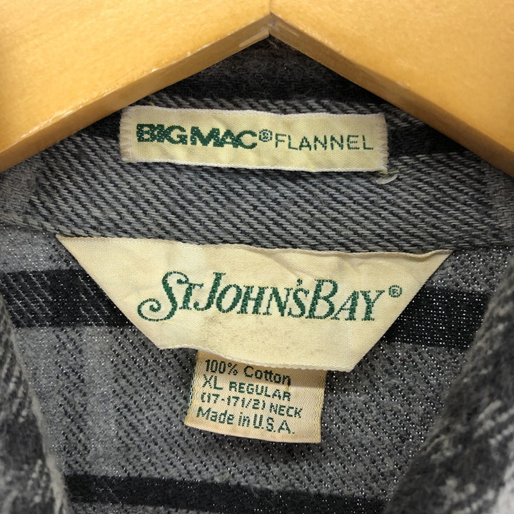 80'S ST JOHN'S BAY BIG MAC FLANNEL Long Sleeve Flannel Check Shirt Made in USA Men's XL Vintage /eaa494990