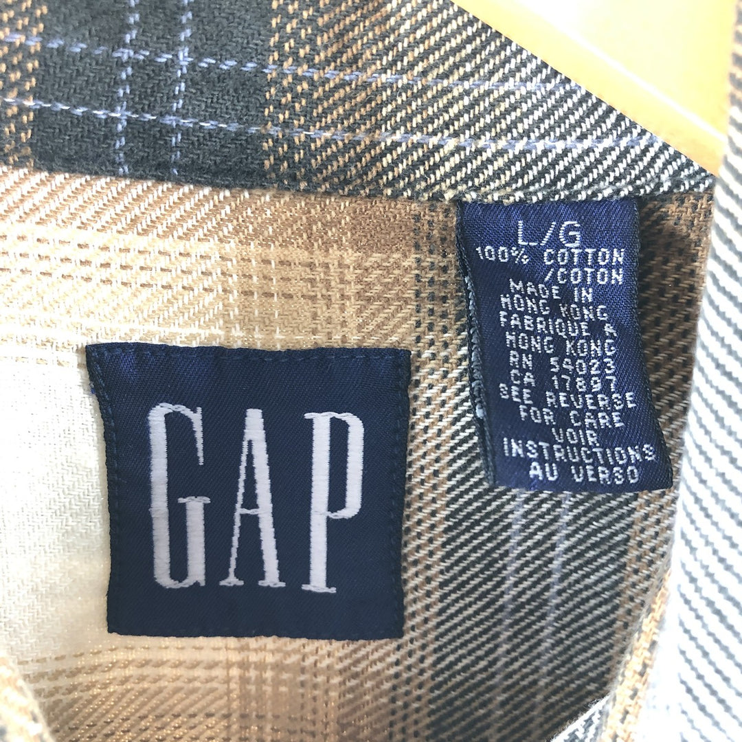 90'S GAP Old Gap Ombre Check Long Sleeve Light Nell Check Shirt Men's L Size Vintage /eaa494992