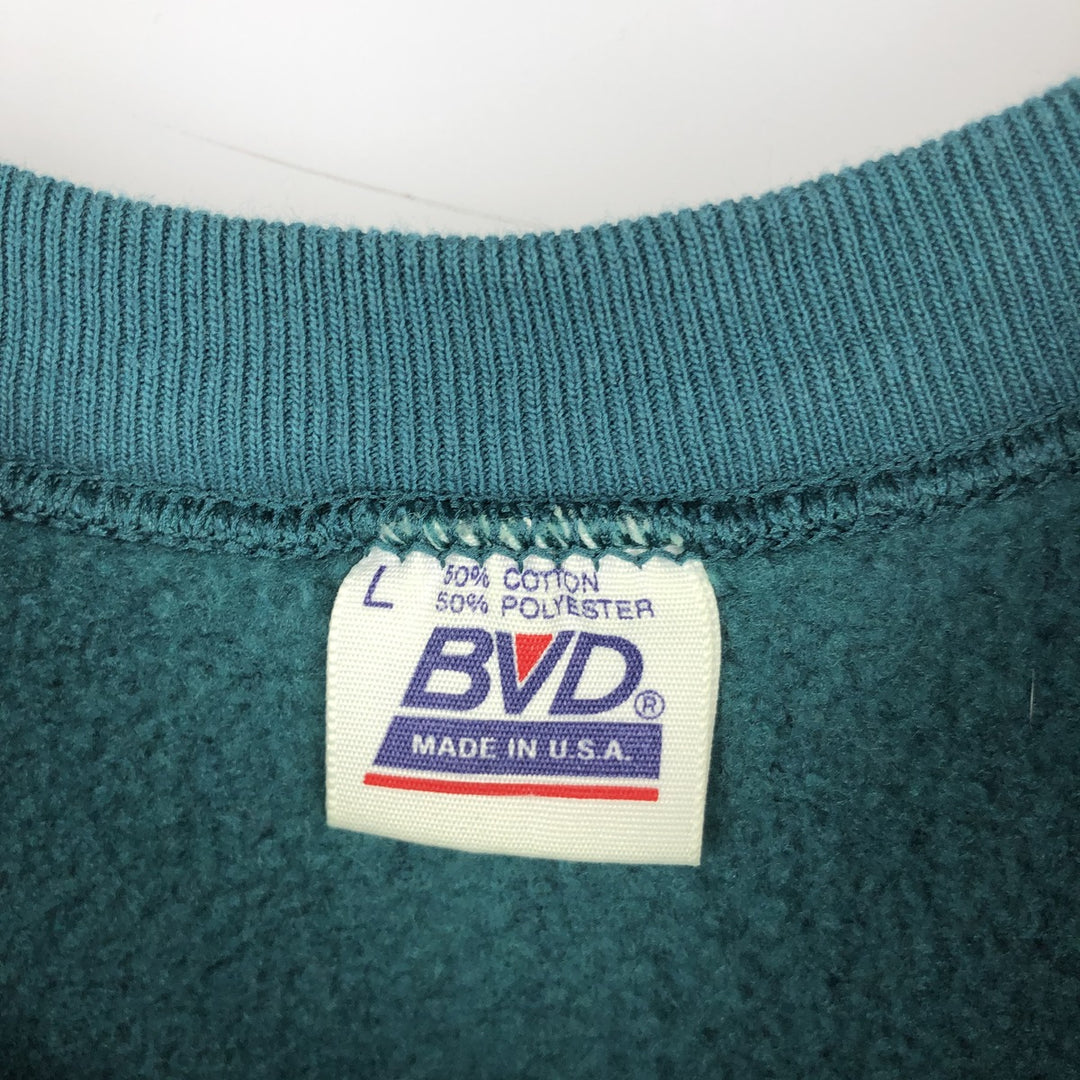 90'S BVD plain blank sweatshirt, sweatshirt, made in USA, men's size L, vintage cotton green type Vintage Second Hand