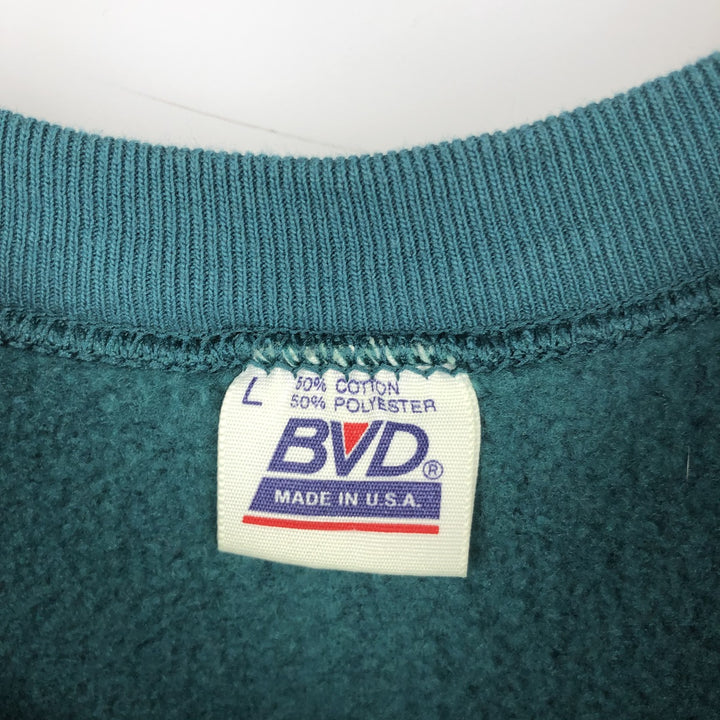 90'S BVD plain blank sweatshirt, sweatshirt, made in USA, men's size L, vintage cotton green type Vintage Second Hand