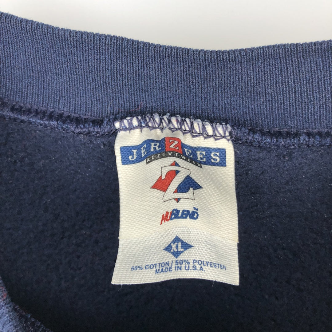 90'S Jerzees Plain Blank Sweatshirt Trainer Made in USA Men's XL Vintage cotton navy blue type Vintage Second Hand