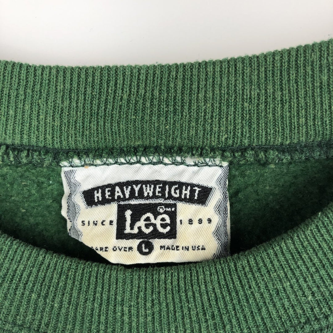 Vintage 90'S Lee Heavy Weight Solid Color Blank Sweatshirt, Made in USA, Men's Size L cotton green type Vintage Second Hand