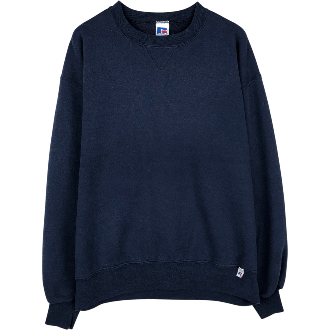 90'S Russell plain blank sweatshirt, sweatshirt, made in USA, men's size L, vintage cotton navy blue type Vintage Second Hand