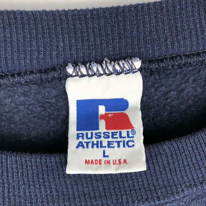 90'S Russell plain blank sweatshirt, sweatshirt, made in USA, men's size L, vintage cotton navy blue type Vintage Second Hand