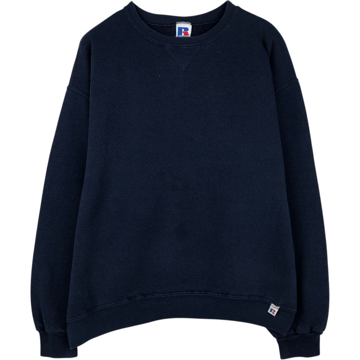 90'S Russell plain blank sweatshirt, sweatshirt, men's XL size, vintage cotton navy blue type Vintage Second Hand
