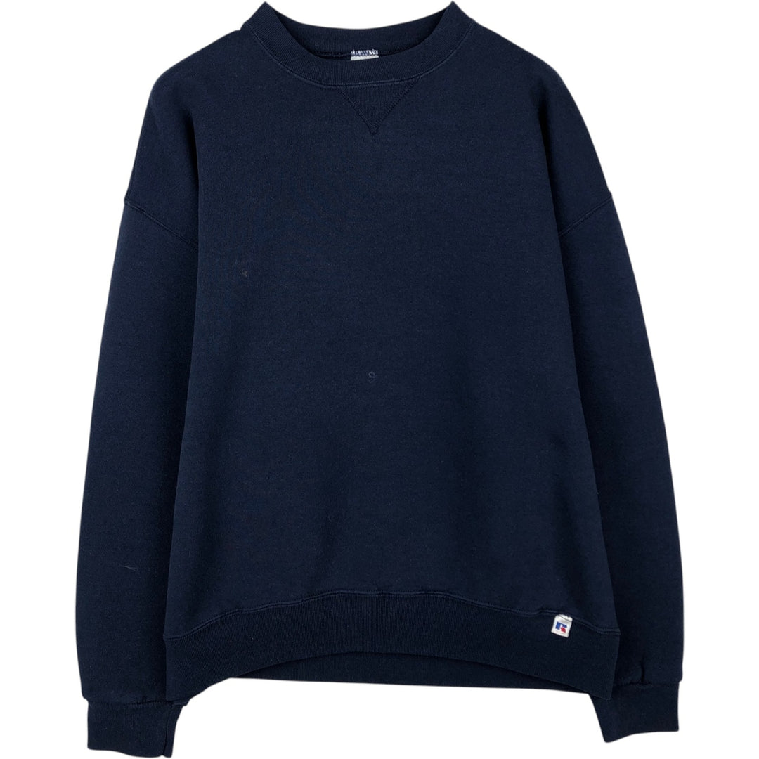 90'S Russell plain blank sweatshirt, sweatshirt, men's XL size, vintage cotton navy blue type Vintage Second Hand