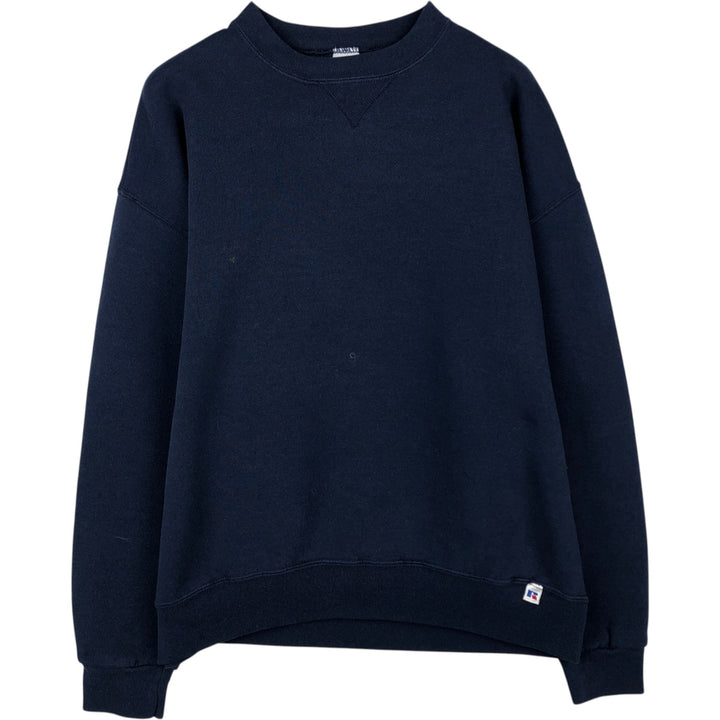 90'S Russell plain blank sweatshirt, sweatshirt, men's XL size, vintage cotton navy blue type Vintage Second Hand