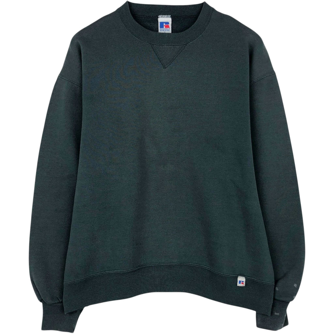 90'S Russell plain blank sweatshirt, sweatshirt, made in USA, men's size L, vintage cotton Green type dark green Vintage Second Hand