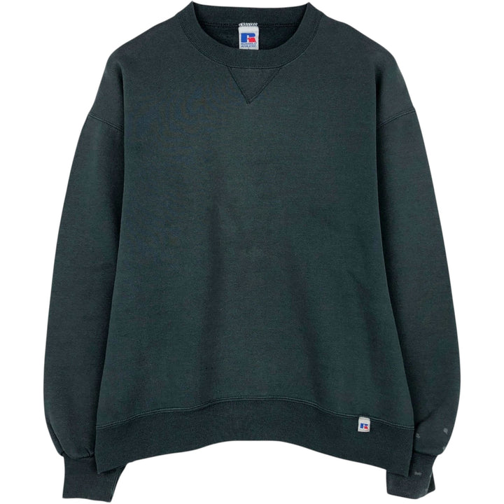 90'S Russell plain blank sweatshirt, sweatshirt, made in USA, men's size L, vintage cotton Green type dark green Vintage Second Hand