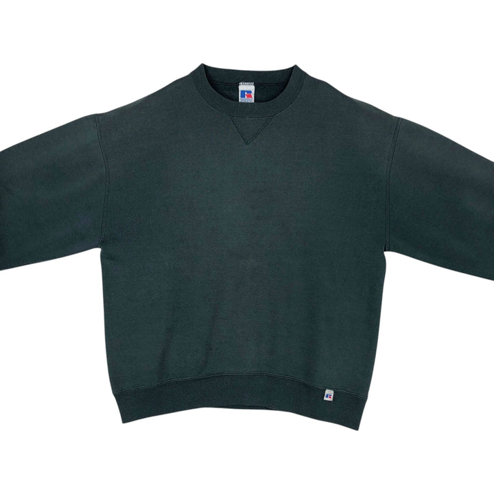 90'S Russell plain blank sweatshirt, sweatshirt, made in USA, men's size L, vintage cotton Green type dark green Vintage Second Hand