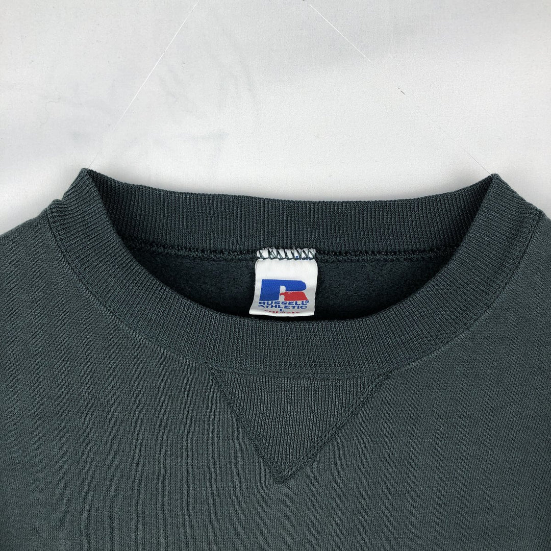 90'S Russell plain blank sweatshirt, sweatshirt, made in USA, men's size L, vintage cotton Green type dark green Vintage Second Hand