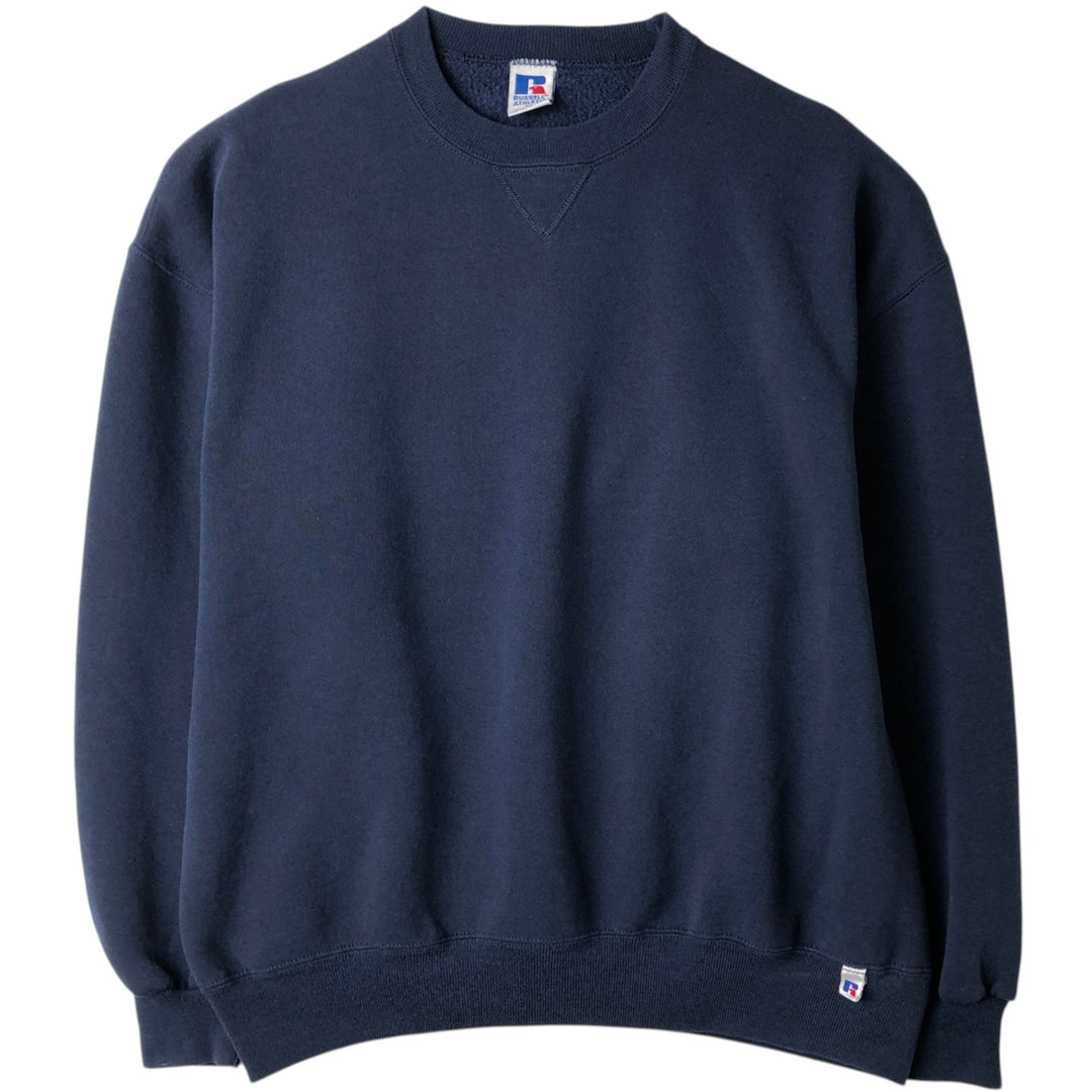 90'S Russell plain blank sweatshirt, sweatshirt, made in USA, men's XL size, vintage cotton navy blue type Vintage Second Hand