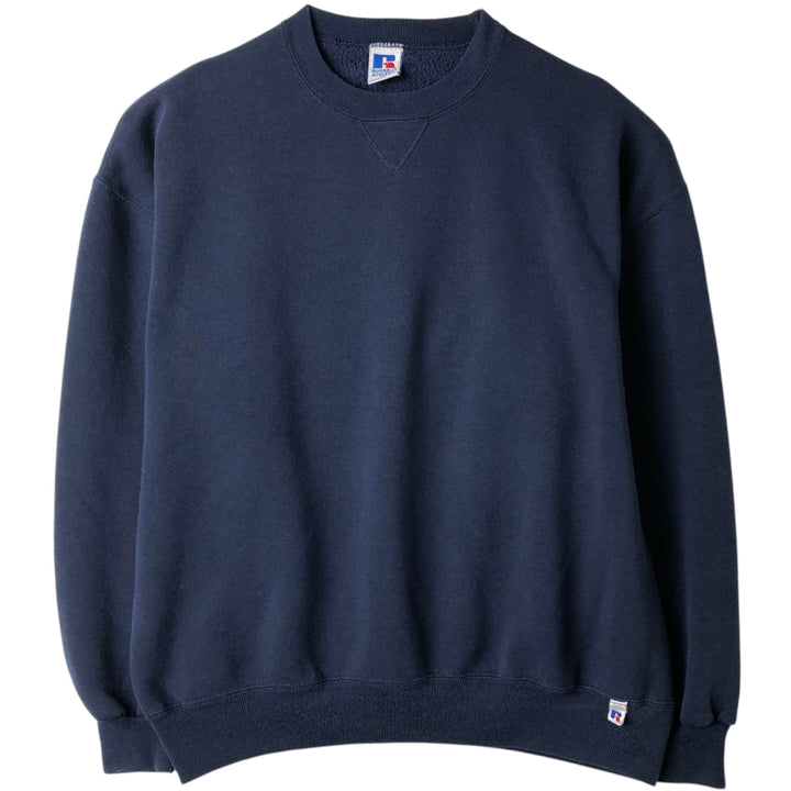 90'S Russell plain blank sweatshirt, sweatshirt, made in USA, men's XL size, vintage cotton navy blue type Vintage Second Hand