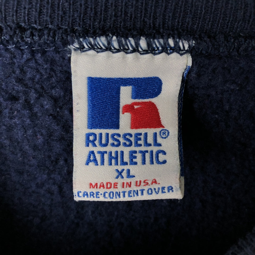 90'S Russell plain blank sweatshirt, sweatshirt, made in USA, men's XL size, vintage cotton navy blue type Vintage Second Hand