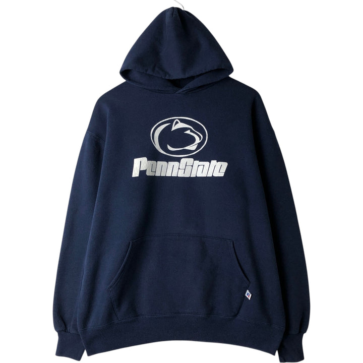 90'S Russell Penn State College Sweatshirt Pullover Hoodie, Made in USA, Men's XXL equivalent, Vintage cotton Navy blue Vintage Second Hand