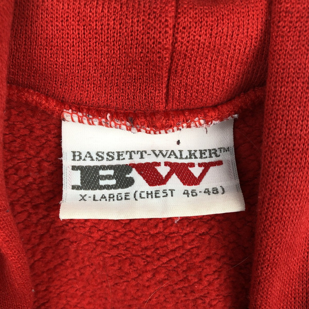 BASSETT-WALKER College Sweatshirt Pullover Hoodie, Made in USA, Men's XL equivalent. polyester red type Vintage Second Hand