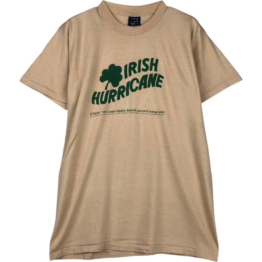 80s-90'S SNEAKERS RISH HURRICANE Irish Hurricane Advertising T-Shirt, Made in USA, Men's XL equivalent, Vintage polyester Beige type Vintage Second Hand