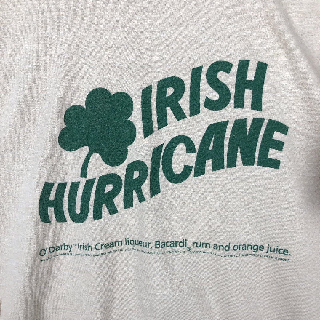80s-90'S SNEAKERS RISH HURRICANE Irish Hurricane Advertising T-Shirt, Made in USA, Men's XL equivalent, Vintage polyester Beige type Vintage Second Hand