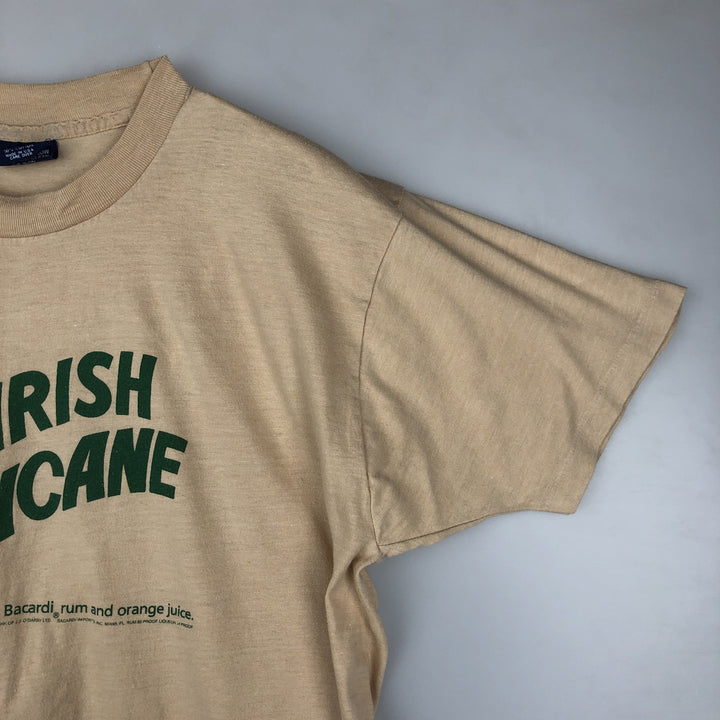 80s-90'S SNEAKERS RISH HURRICANE Irish Hurricane Advertising T-Shirt, Made in USA, Men's XL equivalent, Vintage polyester Beige type Vintage Second Hand
