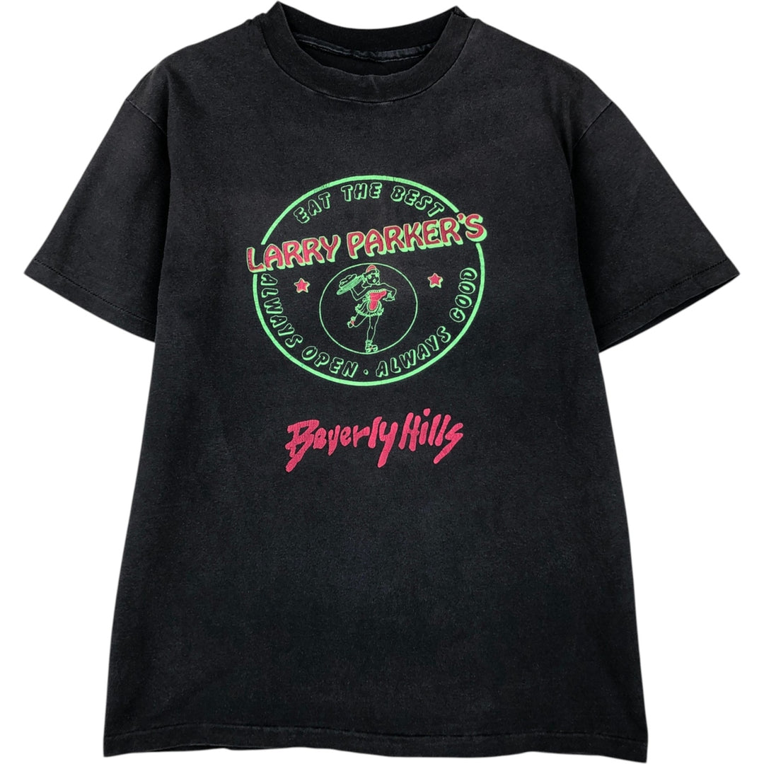 Larry Parker's advertising t-shirt, men's size M equivalent, vintage. unclear black type Vintage Second Hand