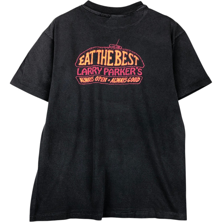 Larry Parker's advertising t-shirt, men's size M equivalent, vintage. unclear black type Vintage Second Hand