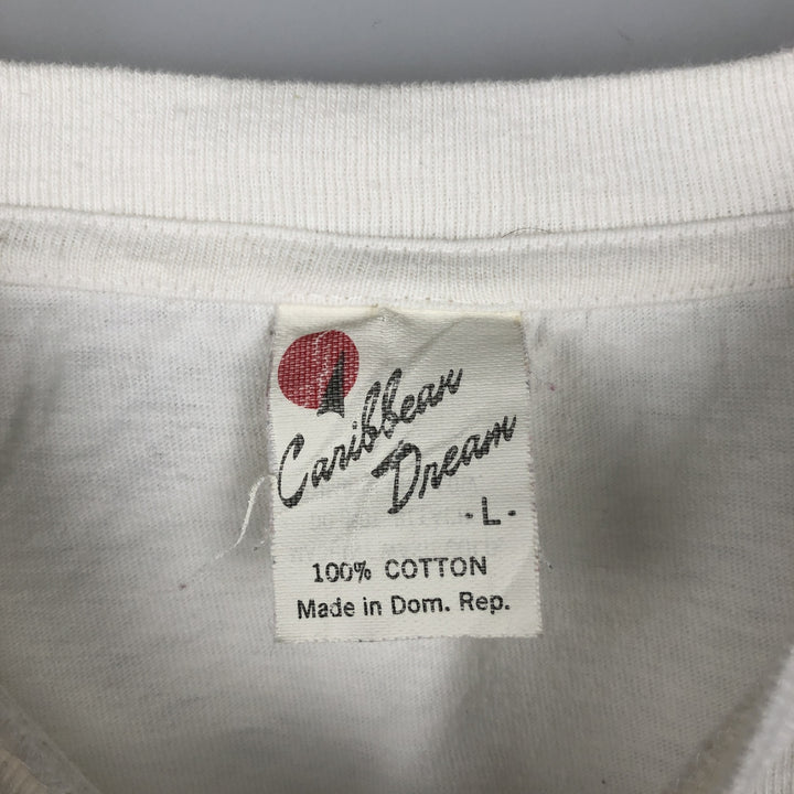 80s-90'S Caribbean Dream Riviera Hotel & Casino Advertising T-Shirt, Men's Size L (Equivalent), Vintage cotton white type Vintage Second Hand