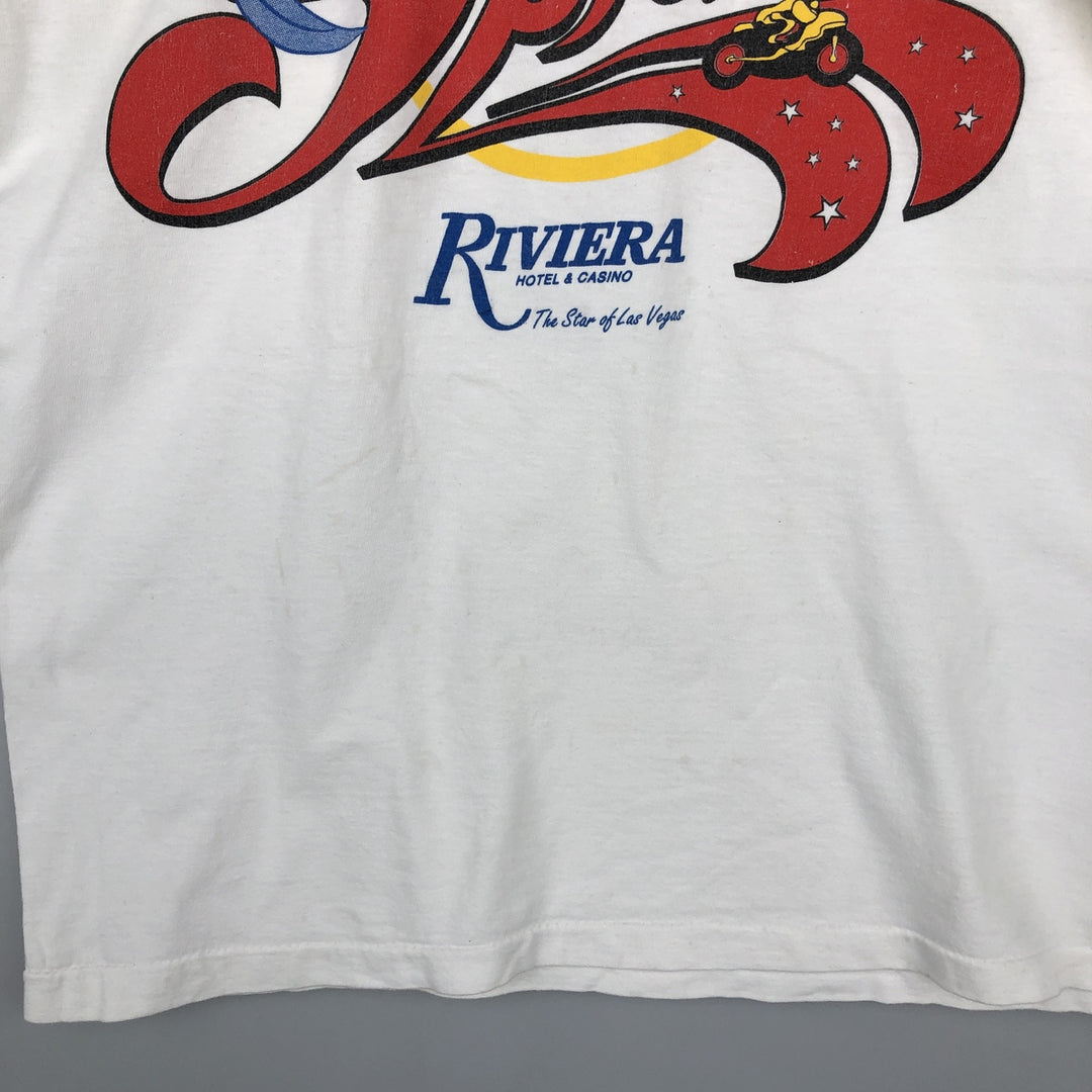 80s-90'S Caribbean Dream Riviera Hotel & Casino Advertising T-Shirt, Men's Size L (Equivalent), Vintage cotton white type Vintage Second Hand