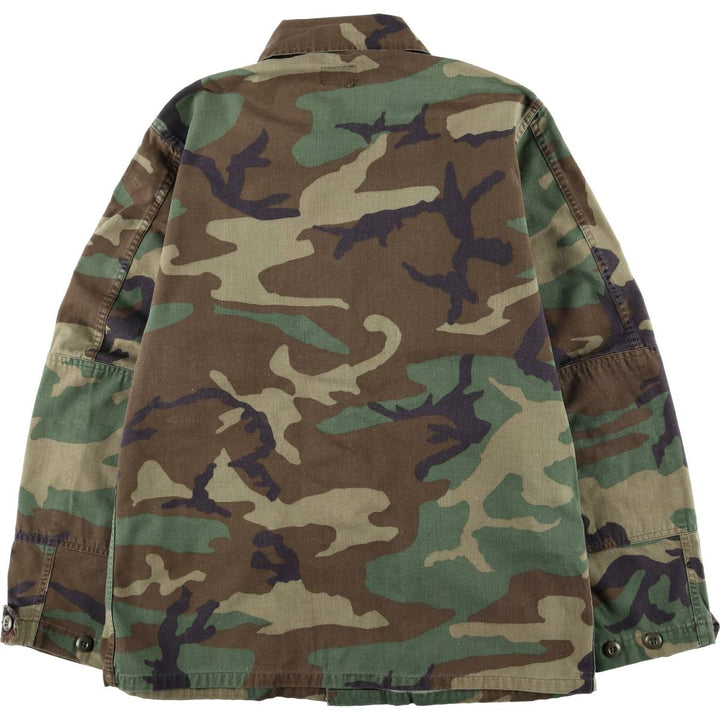 80'S US Military Genuine Camouflage Pattern Woodland Camo BDU Military Jacket Made in USA MEDIUM-REGULAR Men's M Vintage cotton Khaki type Vintage Second Hand