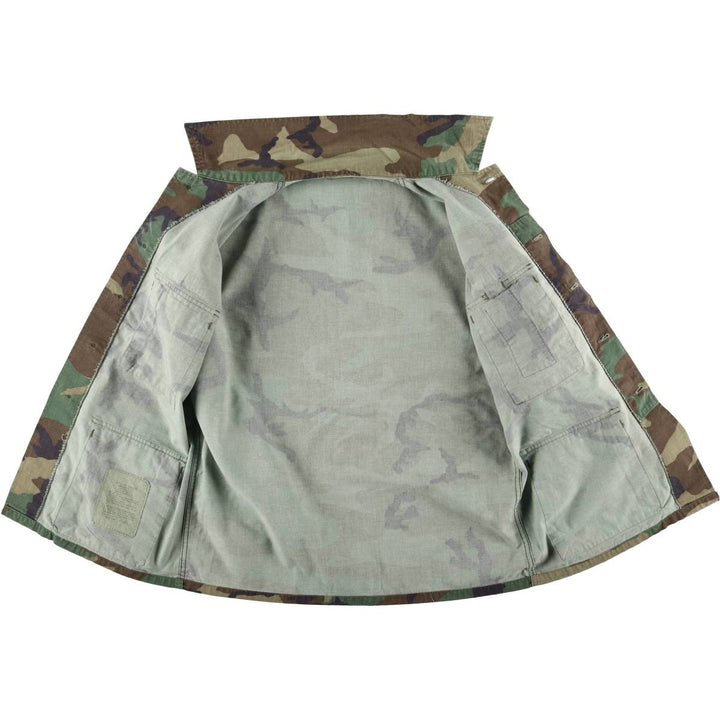 80'S US Military Genuine Camouflage Pattern Woodland Camo BDU Military Jacket Made in USA MEDIUM-REGULAR Men's M Vintage cotton Khaki type Vintage Second Hand
