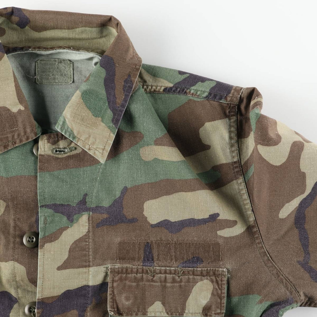 80'S US Military Genuine Camouflage Pattern Woodland Camo BDU Military Jacket Made in USA MEDIUM-REGULAR Men's M Vintage cotton Khaki type Vintage Second Hand