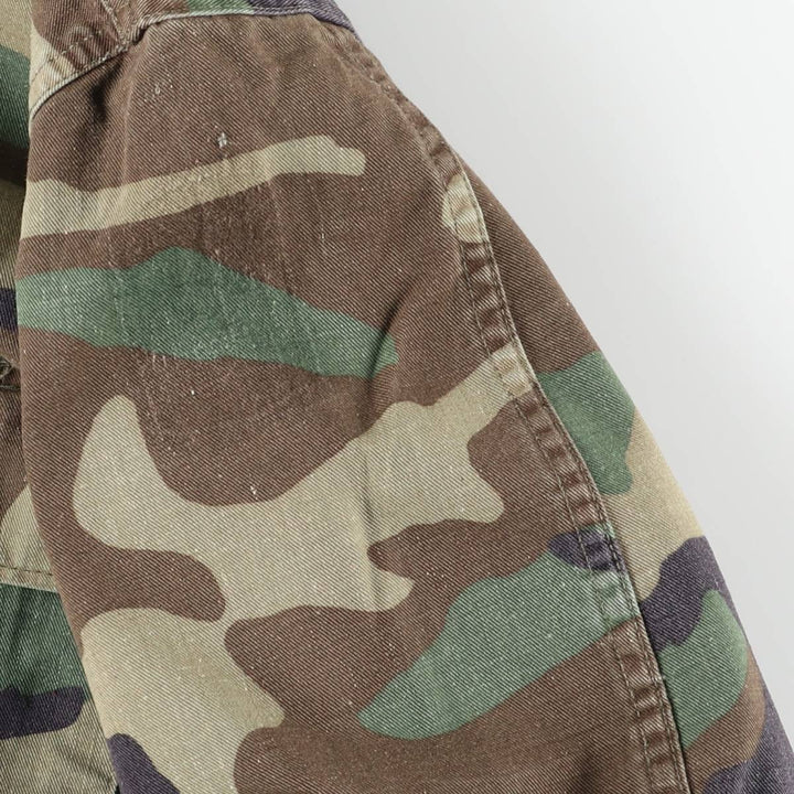 80'S US Military Genuine Camouflage Pattern Woodland Camo BDU Military Jacket Made in USA MEDIUM-REGULAR Men's M Vintage cotton Khaki type Vintage Second Hand