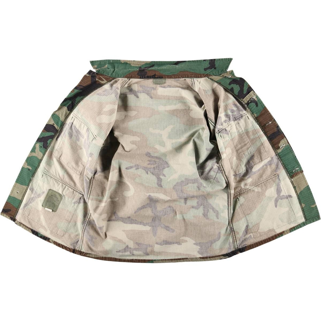 Civilian-made camouflage pattern woodland camo ripstop BDU military jacket, men's size M equivalent. cotton Khaki type Vintage Second Hand