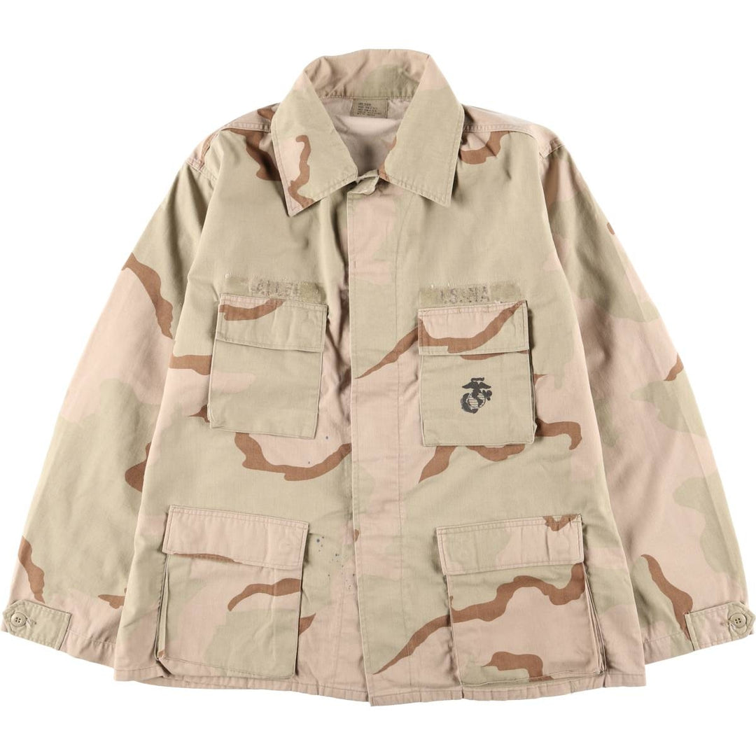 1990'S US Military Issue 3C Desert Camo Stenciled BDU Military Jacket, Made in USA, Large-Regular (Men's Size L equivalent) Nylon Beige type Vintage Second Hand