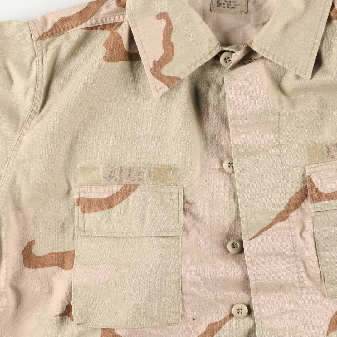 1990'S US Military Issue 3C Desert Camo Stenciled BDU Military Jacket, Made in USA, Large-Regular (Men's Size L equivalent) Nylon Beige type Vintage Second Hand