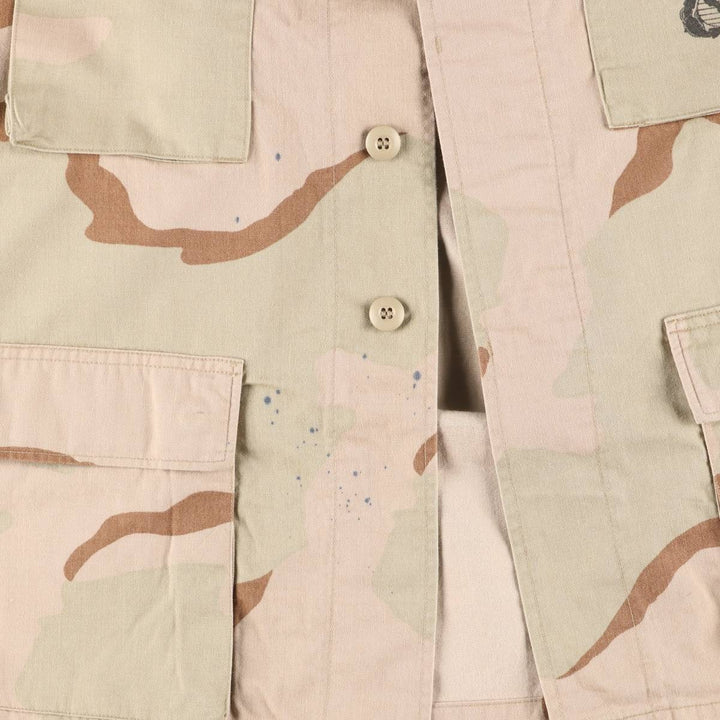 1990'S US Military Issue 3C Desert Camo Stenciled BDU Military Jacket, Made in USA, Large-Regular (Men's Size L equivalent) Nylon Beige type Vintage Second Hand
