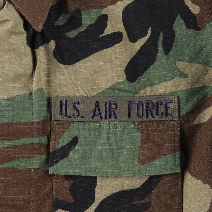 1990'S US Military Issue Camouflage Pattern Woodland Camo Ripstop BDU Military Jacket, Made in USA, Medium-Long (Men's Size M) cotton Khaki type Vintage Second Hand