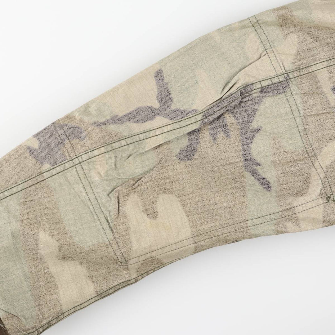 1980'S US Military Issue Camouflage Pattern Woodland Camo Ripstop BDU Military Jacket, Made in USA, Large-Long (Men's Size L equivalent) cotton Khaki type Vintage Second Hand