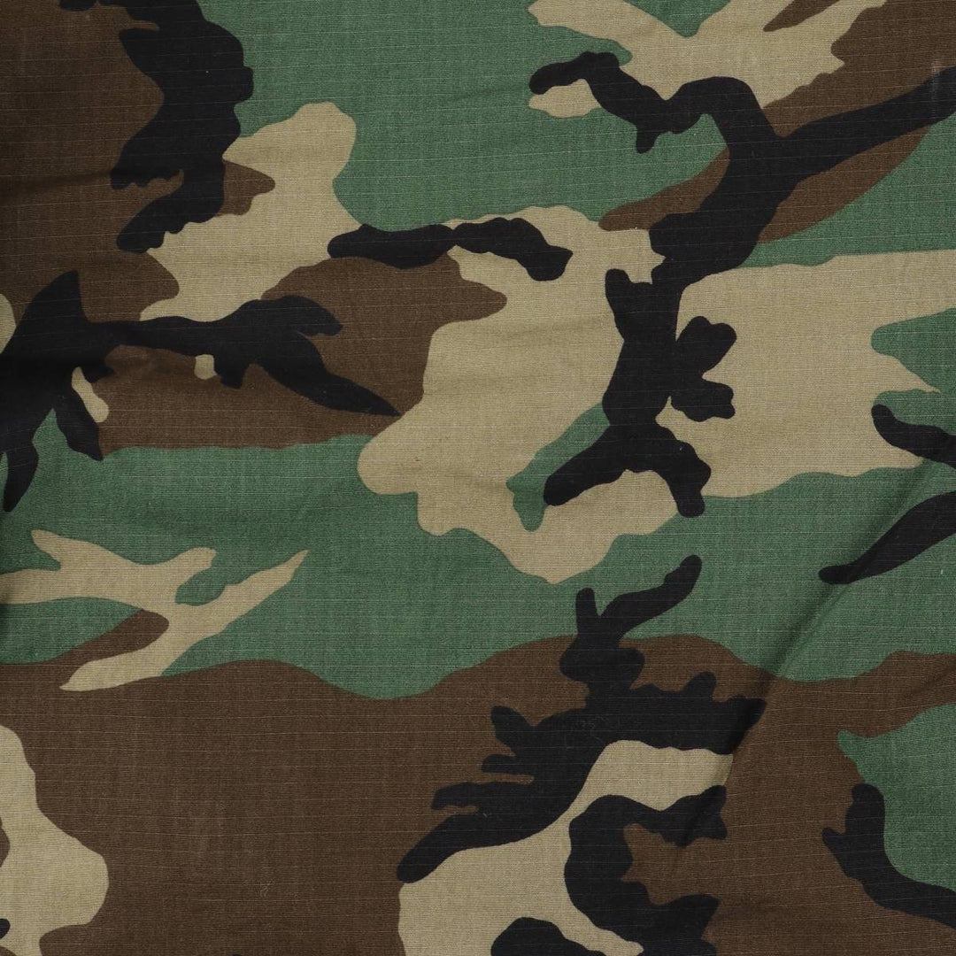 1980'S US Military Issue Camouflage Pattern Woodland Camo Ripstop BDU Military Jacket, Made in USA, Large-Long (Men's Size L equivalent) cotton Khaki type Vintage Second Hand