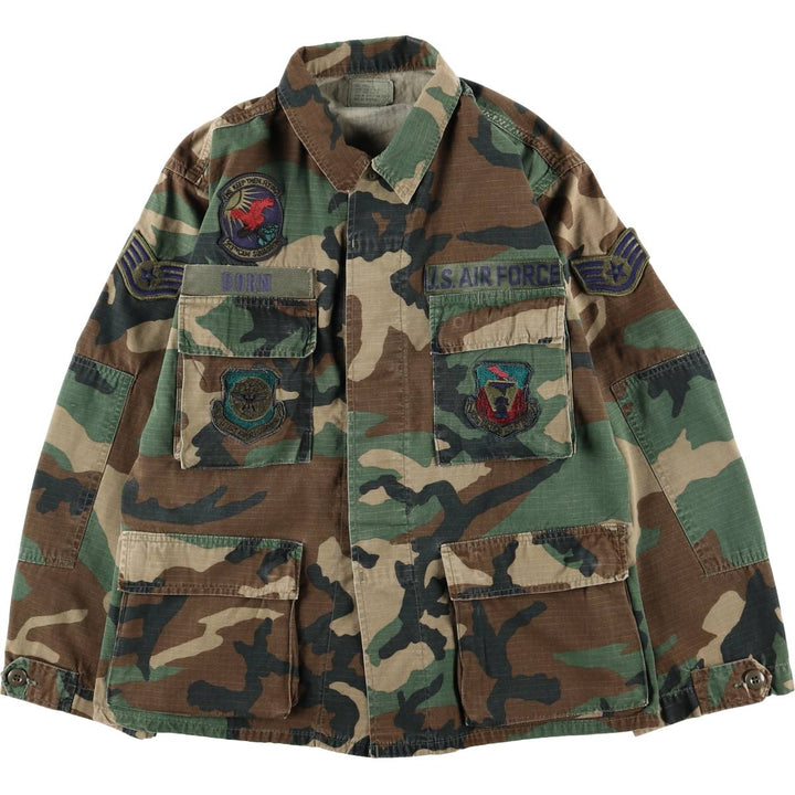 1980'S US Military Issue Camouflage Pattern Woodland Camo Ripstop BDU Military Jacket, Made in USA, Small-Short (Men's Size S) cotton Khaki type Vintage Second Hand