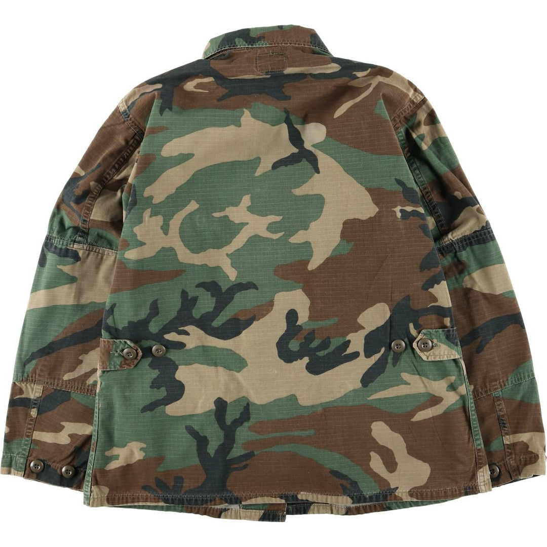 1980'S US Military Issue Camouflage Pattern Woodland Camo Ripstop BDU Military Jacket, Made in USA, Small-Short (Men's Size S) cotton Khaki type Vintage Second Hand