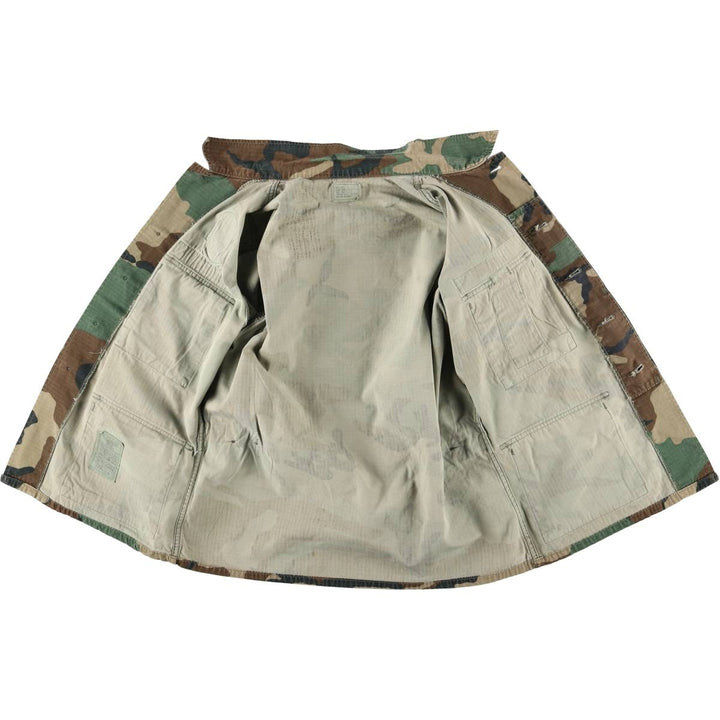 1980'S US Military Issue Camouflage Pattern Woodland Camo Ripstop BDU Military Jacket, Made in USA, Small-Short (Men's Size S) cotton Khaki type Vintage Second Hand