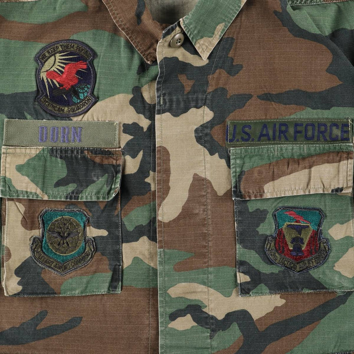 1980'S US Military Issue Camouflage Pattern Woodland Camo Ripstop BDU Military Jacket, Made in USA, Small-Short (Men's Size S) cotton Khaki type Vintage Second Hand