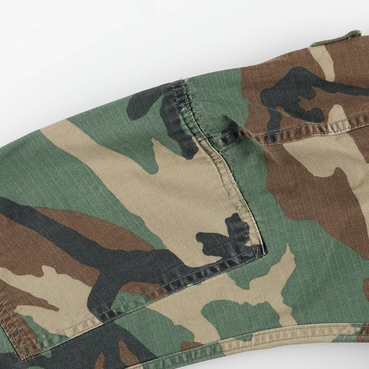 1980'S US Military Issue Camouflage Pattern Woodland Camo Ripstop BDU Military Jacket, Made in USA, Small-Short (Men's Size S) cotton Khaki type Vintage Second Hand