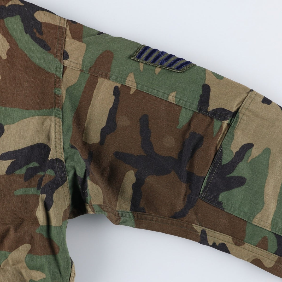 1980'S US Military Issue Camouflage Pattern Woodland Camo Military Combat Jacket, Made in USA, Large-Long (Men's Size L Equivalent), Vintage cotton Khaki type Vintage Second Hand