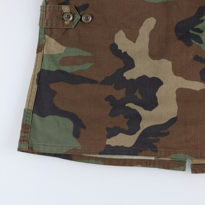 1980'S US Military Issue Camouflage Pattern Woodland Camo Military Combat Jacket, Made in USA, Large-Long (Men's Size L Equivalent), Vintage cotton Khaki type Vintage Second Hand